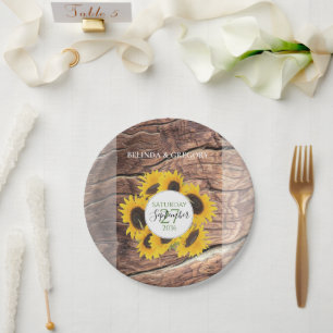 Rustic Sunflower Wedding  Paper Plate
