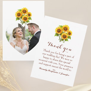 Rustic Sunflower Wedding Photo Thank You Card