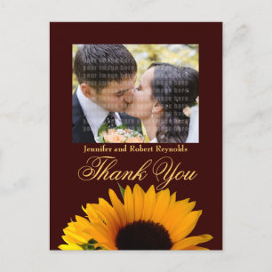 Rustic Sunflower Wedding Photo Thank You Postcard