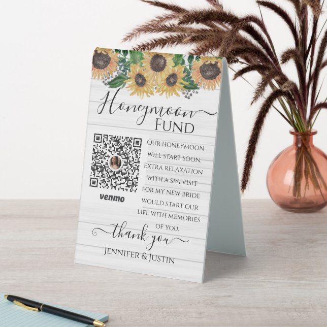Rustic Sunflower Wedding Reception Venmo Code Tabl (In SItu (Table))
