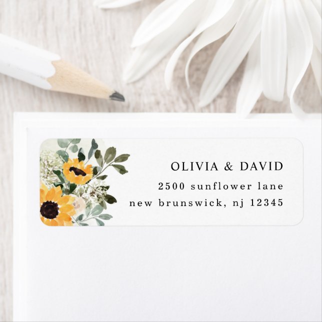 Rustic Sunflower | Wedding Return Address Label (Insitu)