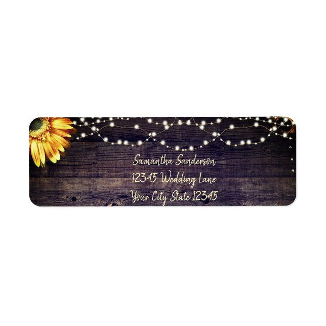 Rustic Sunflower Wedding Return Address Label (Front)