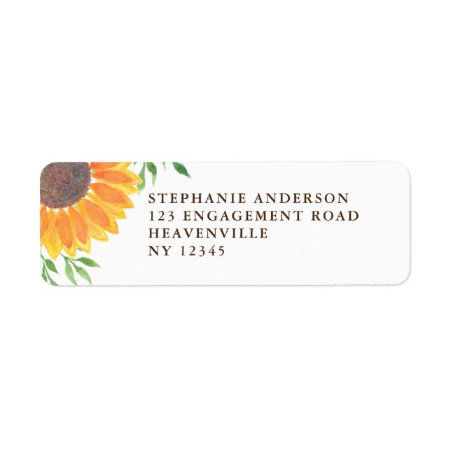 Rustic Sunflower Wedding Return Address Label (Front)