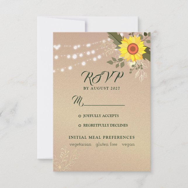 Rustic Sunflower Wedding RSVP Card (Front)