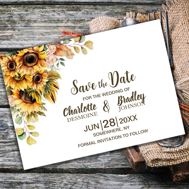 Rustic Sunflower Wedding Save The Date (Creator Uploaded)