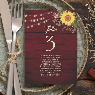 Rustic Sunflower Wedding Seating Chart