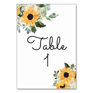 Rustic Sunflower Wedding Table Number
