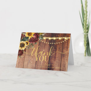 Rustic Sunflower Wedding  Thank You Card