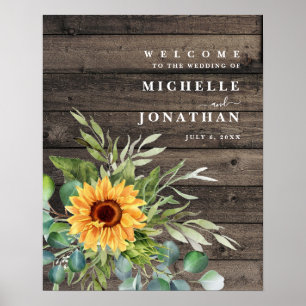 Rustic Sunflower Wedding Welcome Sign Fall Colours