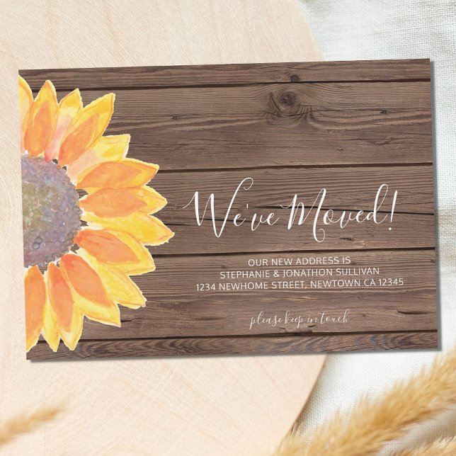 Rustic Sunflower We've Moved Announcement Card (Creator Uploaded)