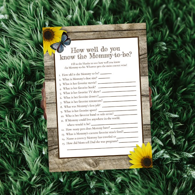 Rustic Sunflower Who Knows Mummy Best Baby Shower Invitation (Creator Uploaded)