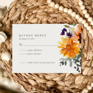 Rustic Sunflower Wildflower Wedding RSVP Card
