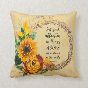 Rustic Sunflower with Bible Verse Cushion