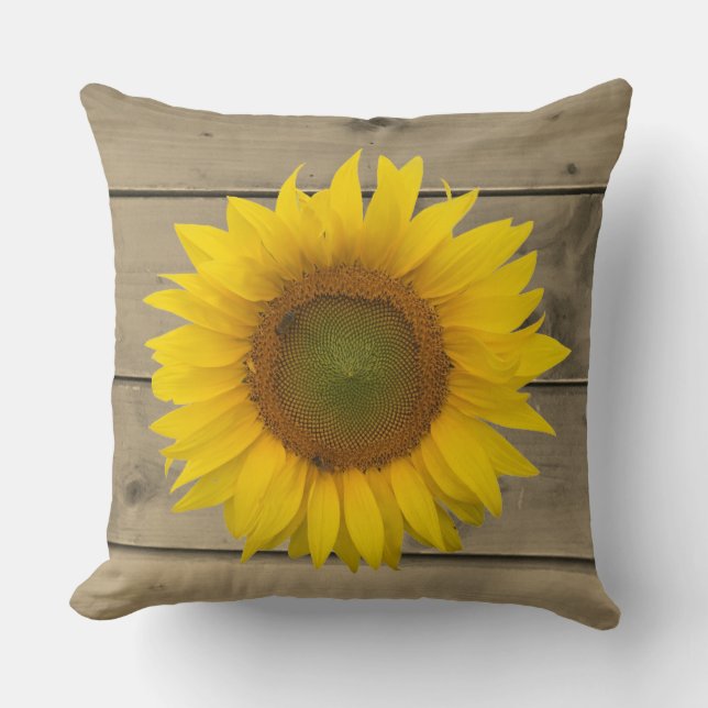 Rustic Sunflower Wood Bard Door Cushion (Front)