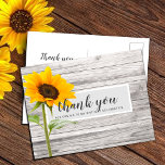 Rustic Sunflower Wood Birthday Thank You Postcard<br><div class="desc">This birthday party thank you postcard features a wood texture with single sunflower and a script and modern typography are used. The back of the postcard can be customised or the text can be deleted for a handwritten message. Message me if you need assistance or have any special requests.</div>