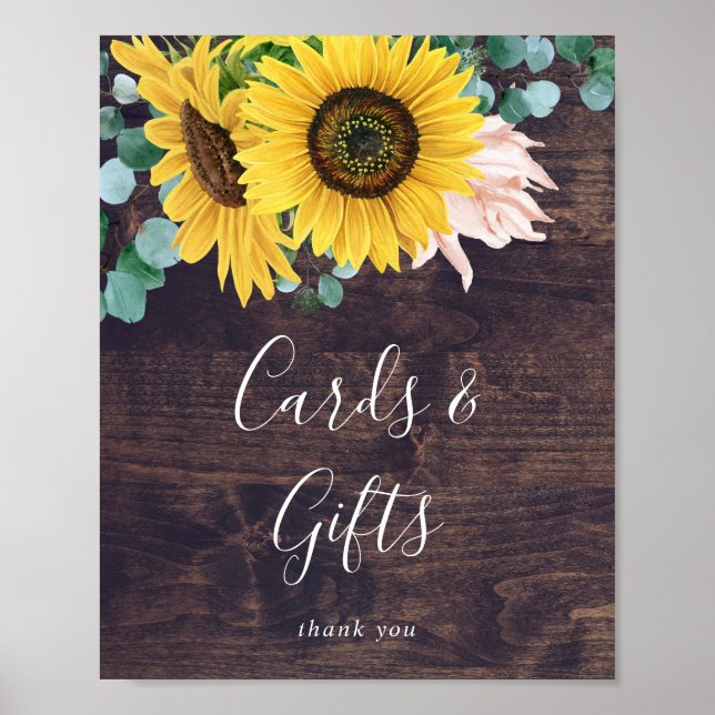 Rustic Sunflower | Wood Cards and Gifts Sign (Front)