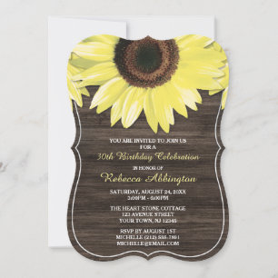 Rustic Sunflower Wood Country Birthday Invitation