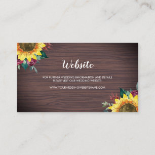 Rustic Sunflower Wood Floral Wedding Website Card