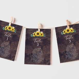 Rustic Sunflower   Wood Table Number Seating Chart