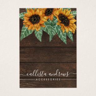 Rustic Sunflower Wood Watercolor Earring Display