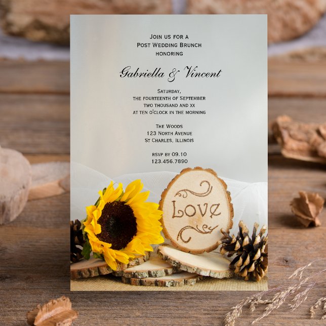 Rustic Sunflower Woodland Post Wedding Brunch Invitation (Creator Uploaded)