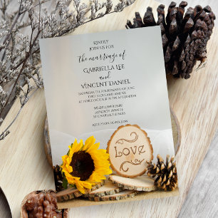 Rustic Sunflower Woodland Wedding Invitation