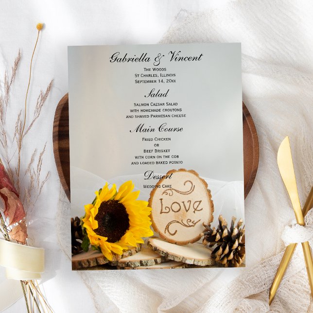 Rustic Sunflower Woodland Wedding Menu (Creator Uploaded)
