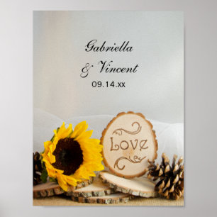 Rustic Sunflower Woodland Wedding Poster