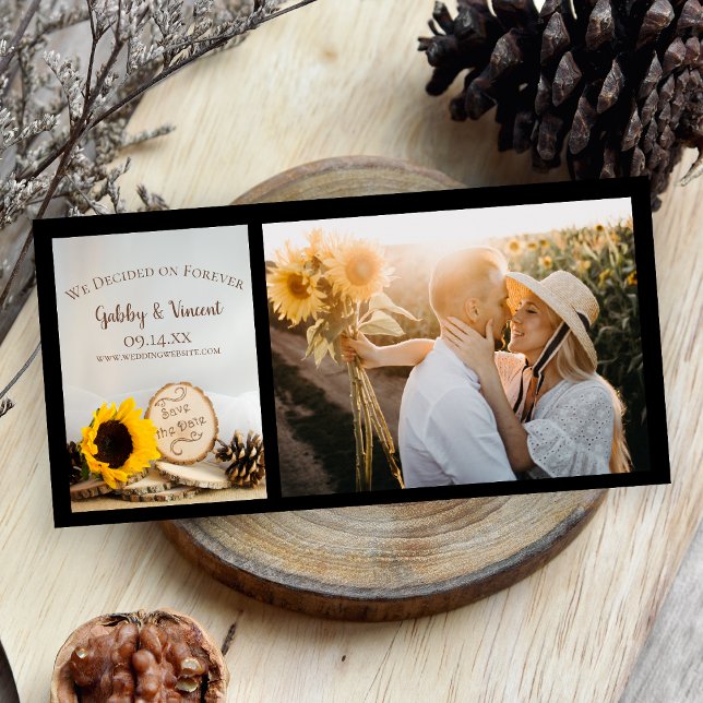 Rustic Sunflower Woodland Wedding Save the Date (Creator Uploaded)