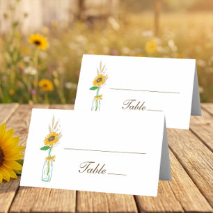 Rustic Sunflower Yellow Floral Wedding Party Place Card
