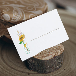 Rustic Sunflower Yellow Floral Wedding Party Place Card