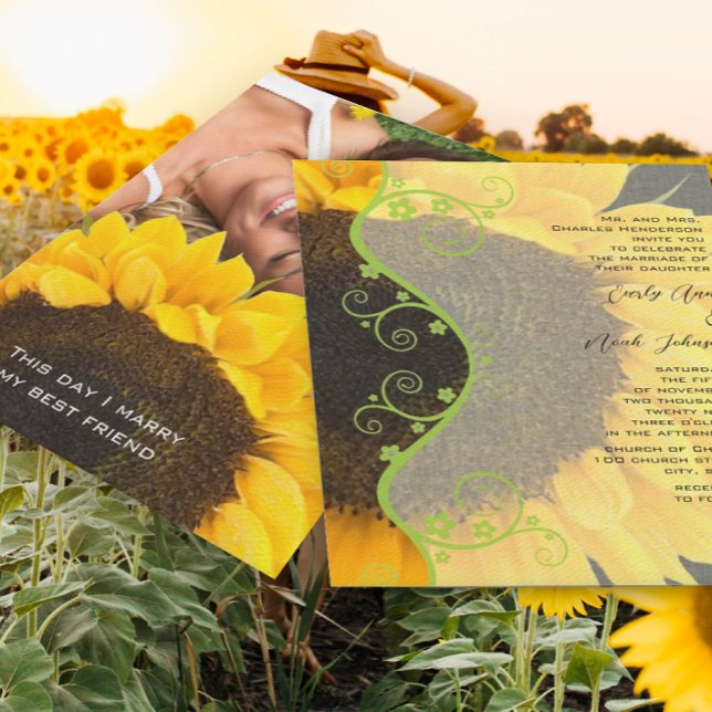 Rustic Sunflower Your Photo Wedding Invitation (Creator Uploaded)