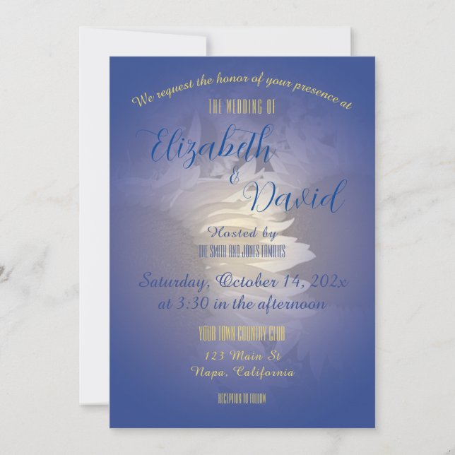 Rustic Sunflowers and Blue Wedding Invitation (Front)