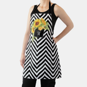 Rustic Sunflowers and Chevrons Pattern Apron