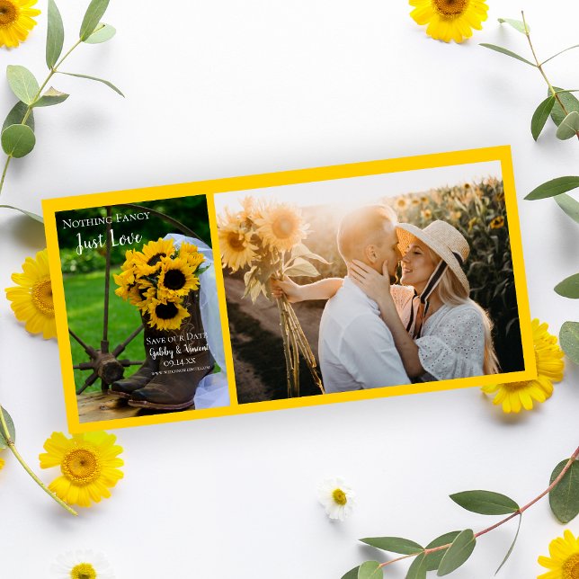 Rustic Sunflowers and Cowboy Boots Western Wedding Save The Date (Creator Uploaded)