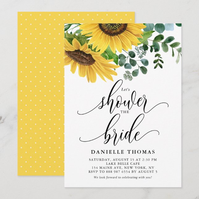 Rustic Sunflowers and Eucalyptus Bridal Shower Invitation (Front/Back)