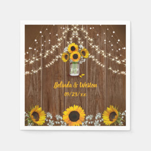 Rustic Sunflowers and Mason Jar Wedding Napkin