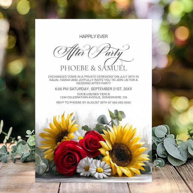 Rustic Sunflowers and Roses Wedding After Party Invitation (Creator Uploaded)