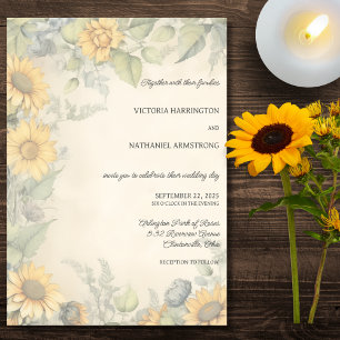 Rustic Sunflowers and Vines Wedding Invitation