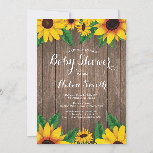 Rustic Sunflowers Baby Shower Invitation (Front)