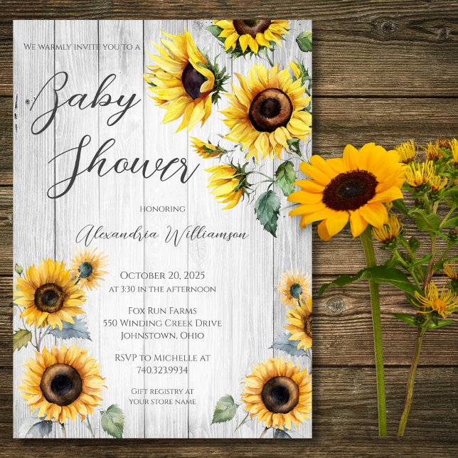 Rustic Sunflowers Baby Shower Invitation (Creator Uploaded)