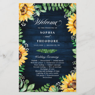 Rustic Sunflowers Baby's Breath Navy Blue Program