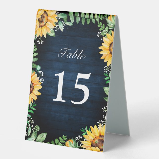 Rustic Sunflowers Baby's Breath Navy Blue Wedding  (Front)
