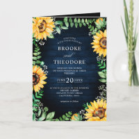 Rustic Sunflowers Baby's Breath Navy Blue Wedding