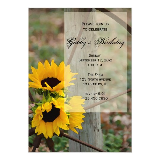 Rustic Sunflowers Birthday Party Invitation