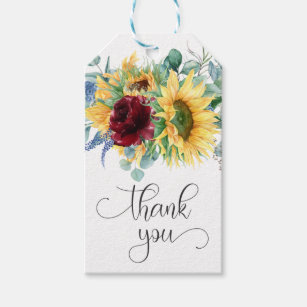 Rustic Sunflowers Boho Floral Thank You Gift Tags