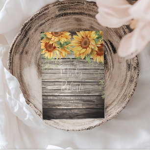 Rustic Sunflowers Bouquet Watercolor Wedding Invitation