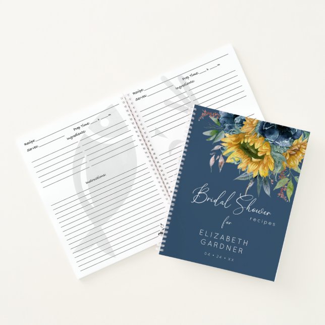 Rustic Sunflowers Bridal Shower Recipes Notebook (Inside)