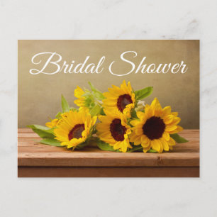 Rustic Sunflowers Bridal Shower Yellow Flowers Invitation Postcard