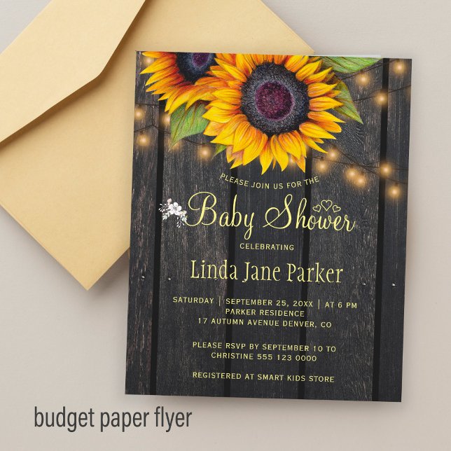Rustic sunflowers BUDGET baby shower invitation Flyer (Creator Uploaded)